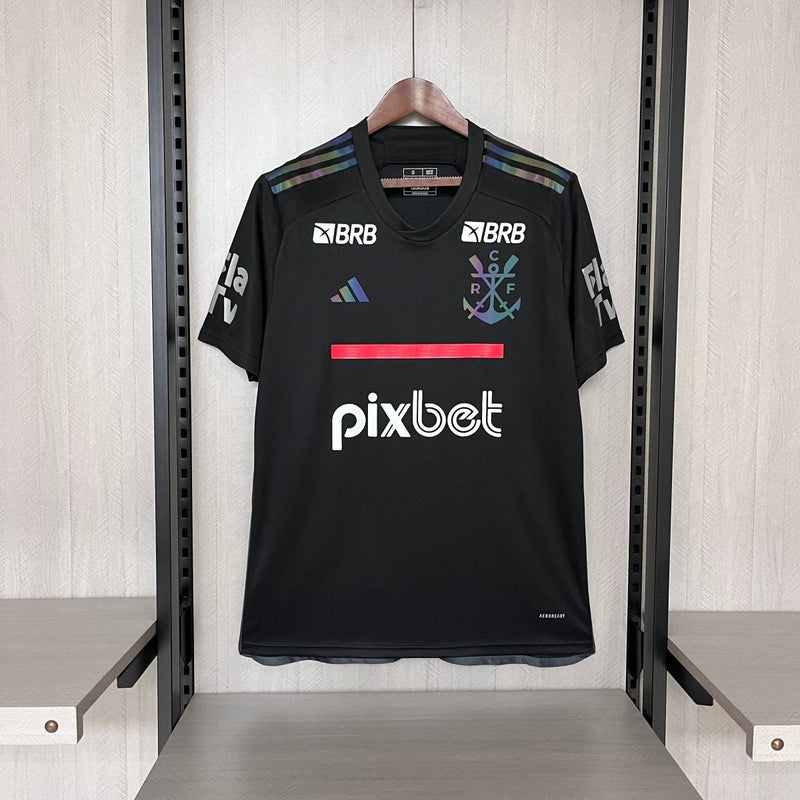 Camisa Adidas Flamengo III 23/24 Preta (Com patrocínios)