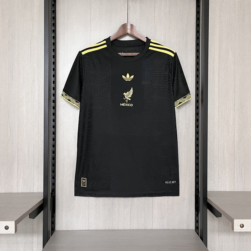 Men's Adidas Mexico 2025 Gold Jersey - Black+Gold