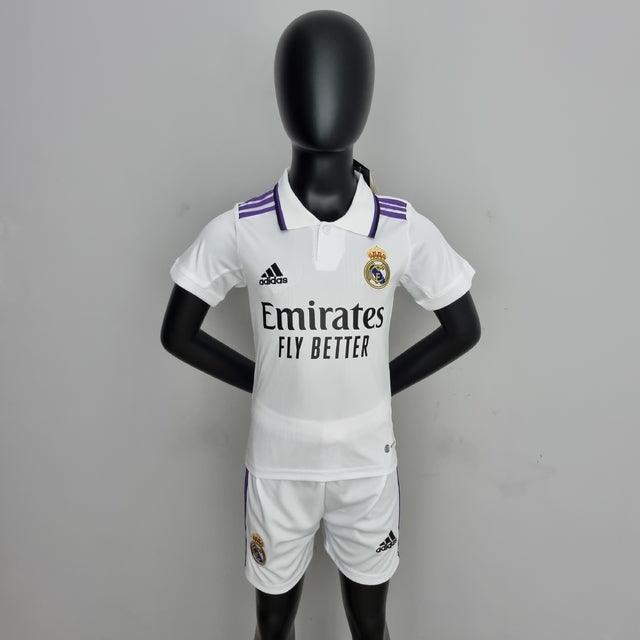 Conjunto Infantil Real Madrid 22/23 Adidas - Branco